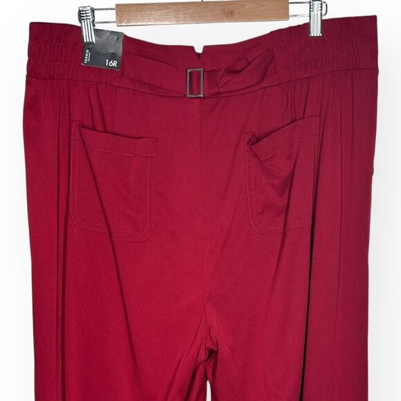 New TORRID Pleated Wide Leg Stretch Challis High-Rise Pants Red Baggy Relaxed - Picture 7 of 11